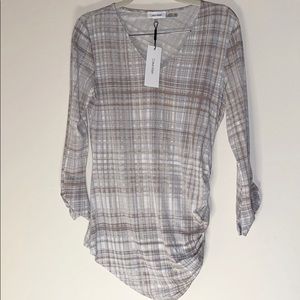 CalvinKlein Striped Ruched-side Top